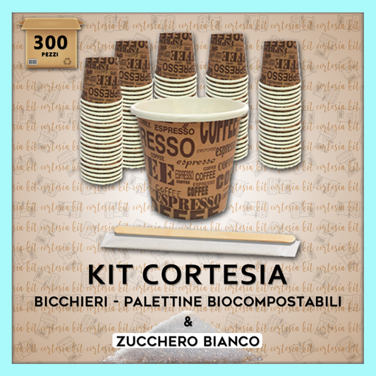 Kit Cortesia Biocompostabile - 300 Pezzi 8 Caffè Dani Coffee Shop