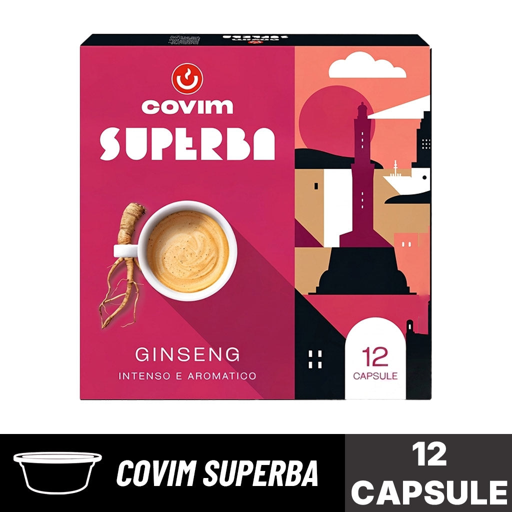 Capsule Covim Superba Ginseng: confezione da 12 capsule originali per una bevanda intensa e aromatica