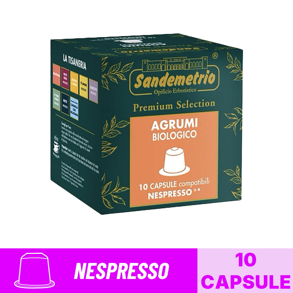 Capsule infuso agrumi Sandemetrio compatibili Nespresso: astuccio da 10 capsule