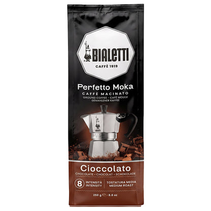 vista frontale caffè macinato perfetto moka cioccolato
