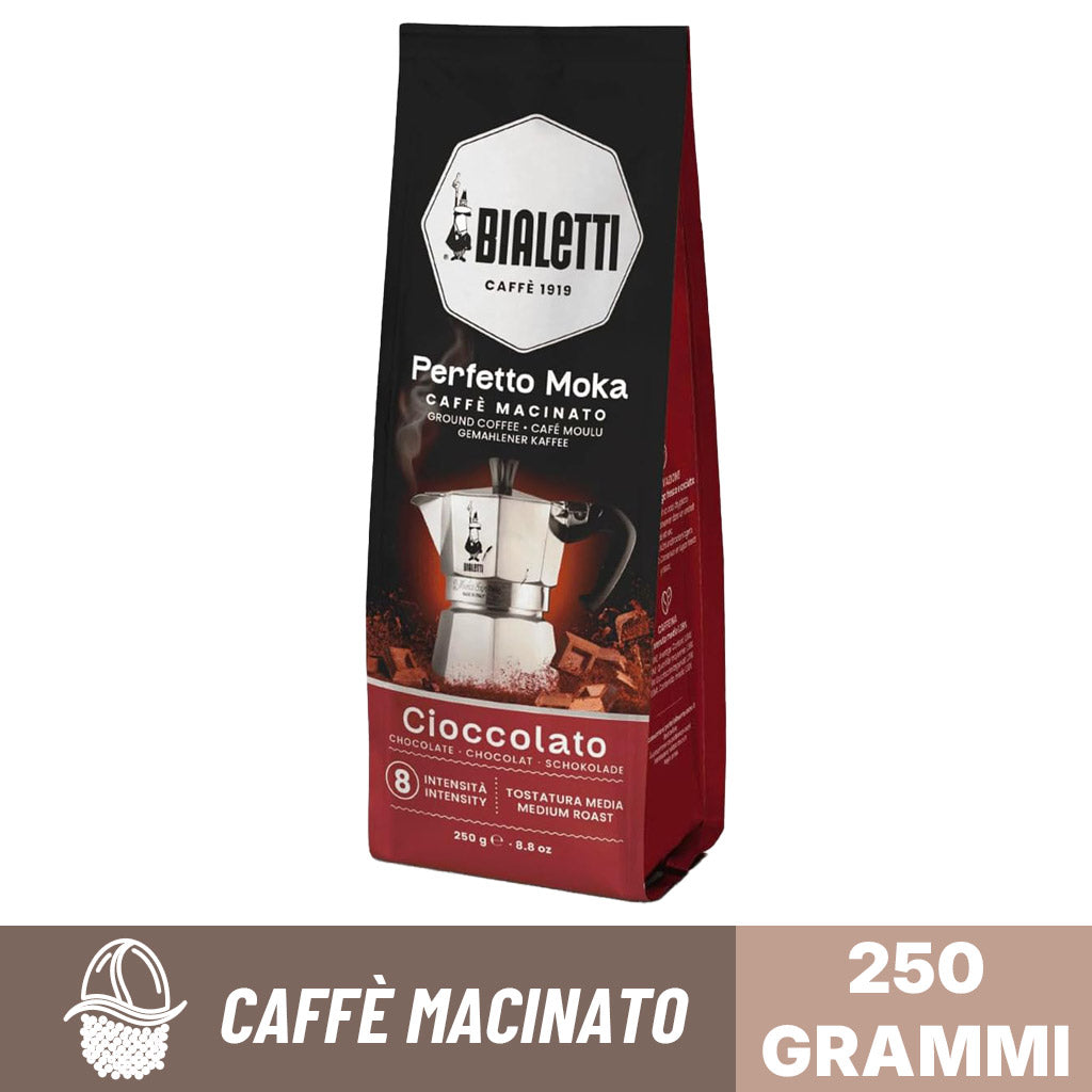Fronte confezione caffè macinato cioccolato perfetto moka