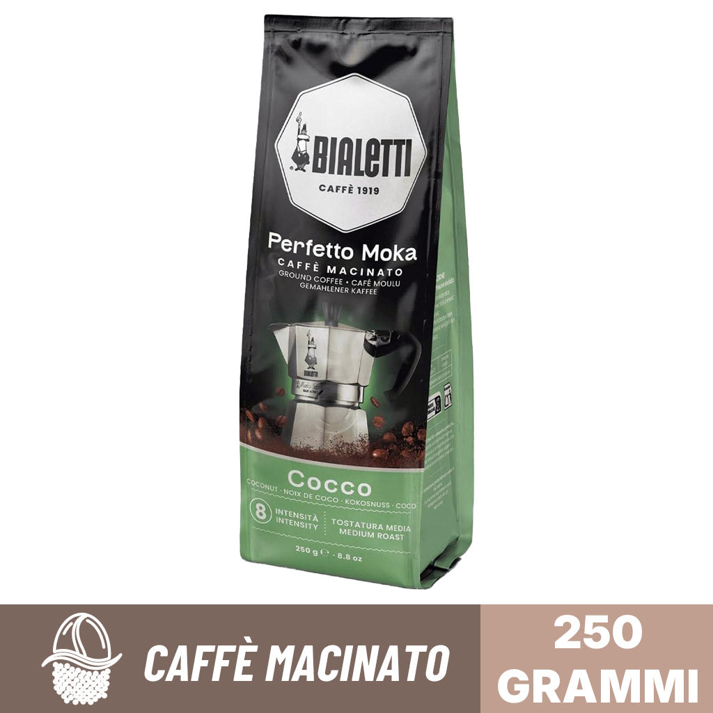 Fronte confezione caffè macinato cocco perfetto moka