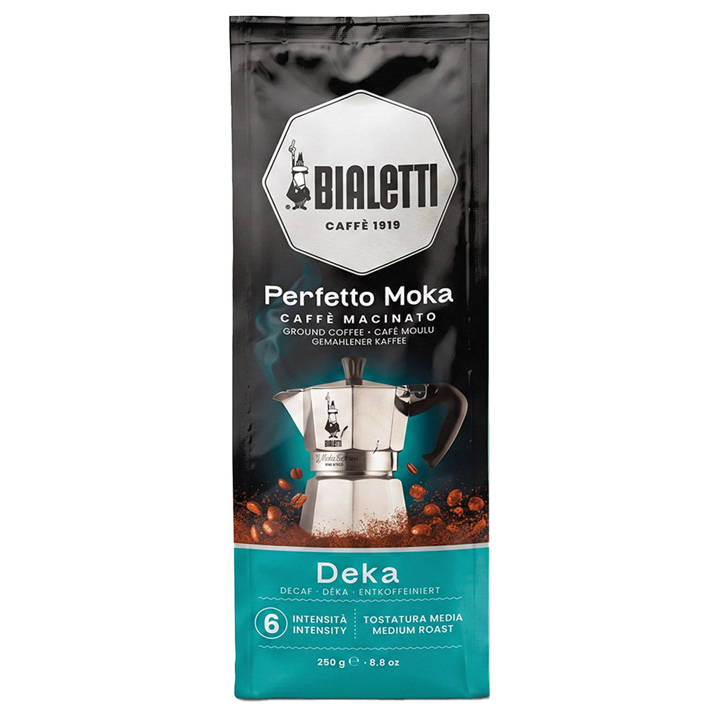 vista frontale caffè macinato perfetto moka decaffeinato