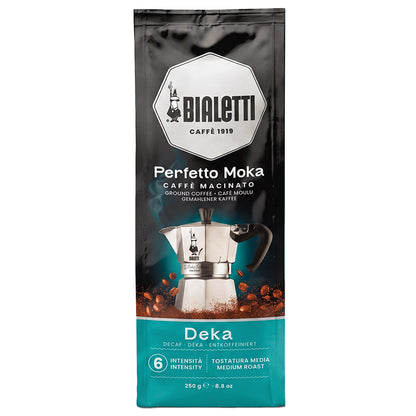 vista frontale caffè macinato perfetto moka decaffeinato