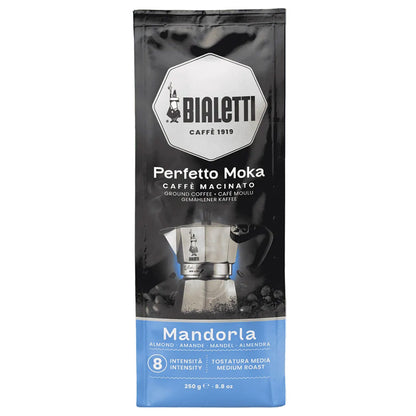 vista frontale caffè macinato perfetto moka mandorla