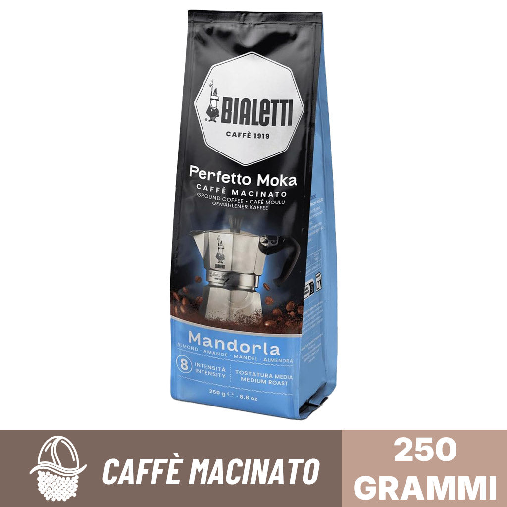 Fronte confezione caffè macinato mandorla perfetto moka
