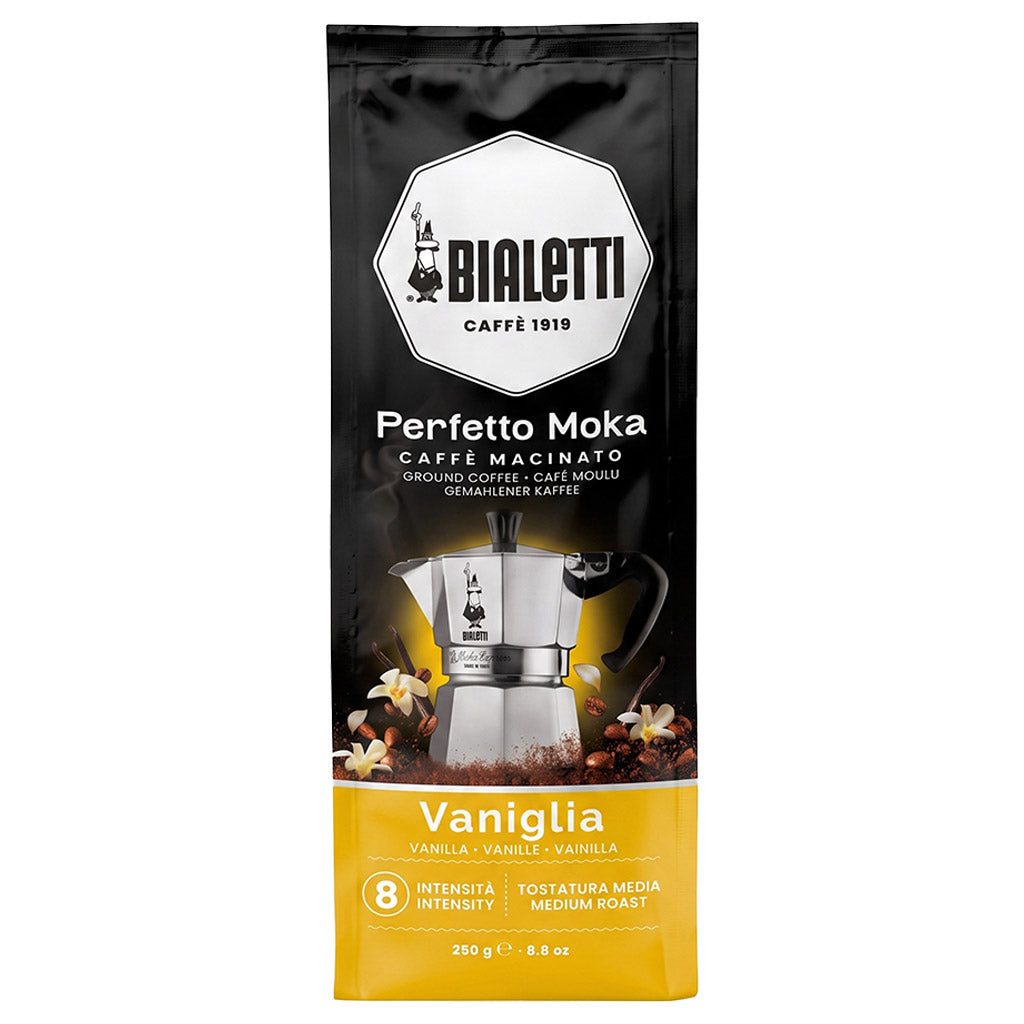 vista frontale caffè macinato perfetto moka vaniglia