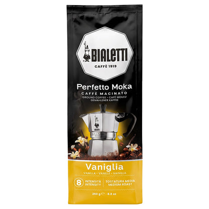 vista frontale caffè macinato perfetto moka vaniglia