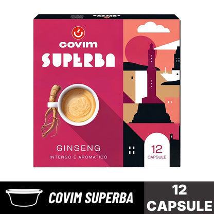 Capsule Covim Superba Ginseng: confezione da 12 capsule originali per una bevanda intensa e aromatica