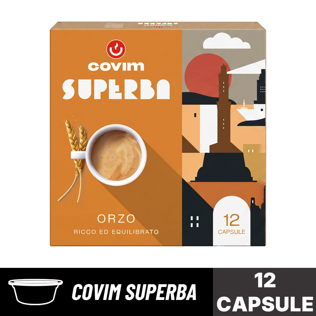 Capsule Covim Superba Orzo: confezione da 12 capsule originali per una bevanda ricca ed equilibrata