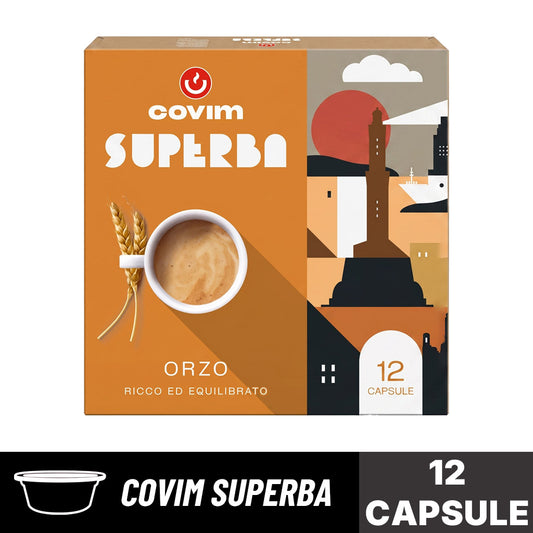 Capsule Covim Superba Orzo: confezione da 12 capsule originali per una bevanda ricca ed equilibrata