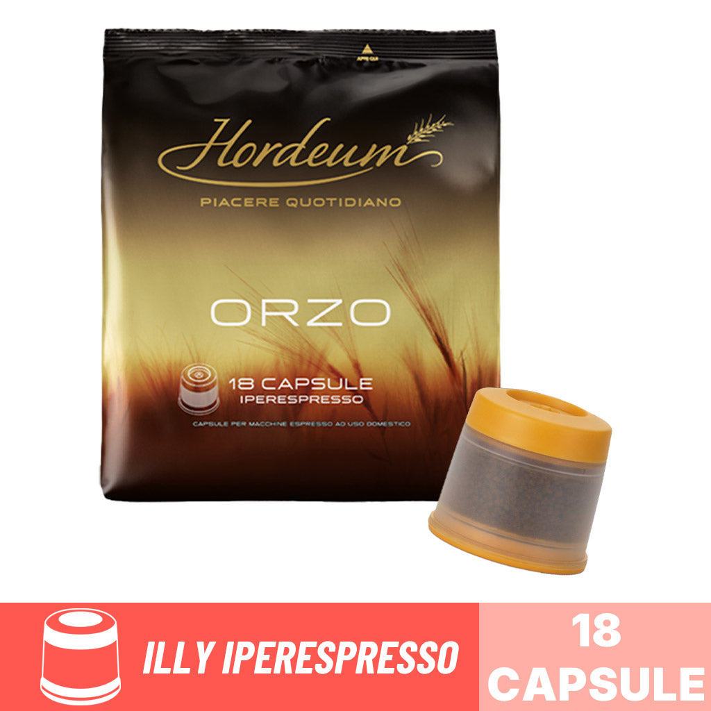 Capsule Orzo Hordeum compatibili Illy Iperespresso: confezione da 18 capsule per bevanda d'orzo naturale