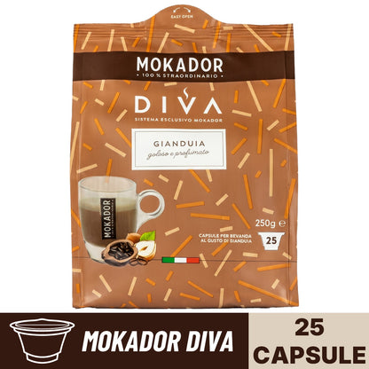Confezione singola da 25 capsule Mokador Diva gianduia