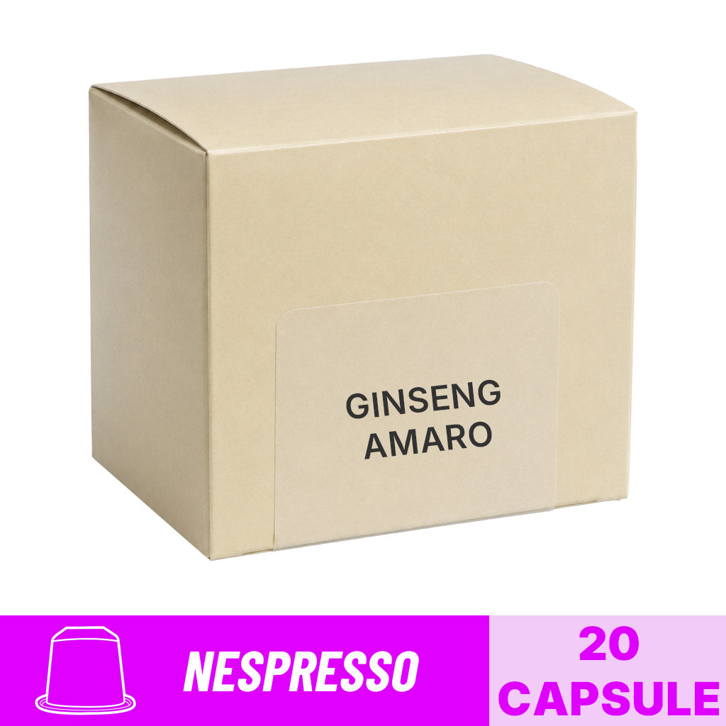 Capsule Ginseng Amaro 8 Caffè compatibili Nespresso: confezione da 20 capsule per bevanda