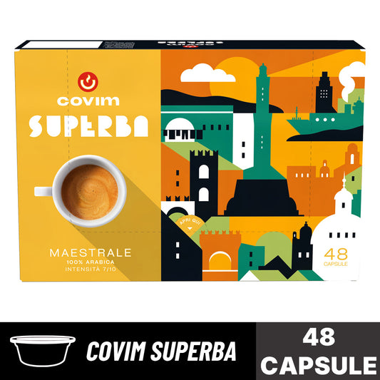 Capsule caffè Covim Superba Maestrale 100% Arabica: scatola da 48 capsule originali