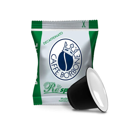 Bustina e capsula Caffè Borbone Miscela Dek linea Respresso compatibile macchine Nespresso.
