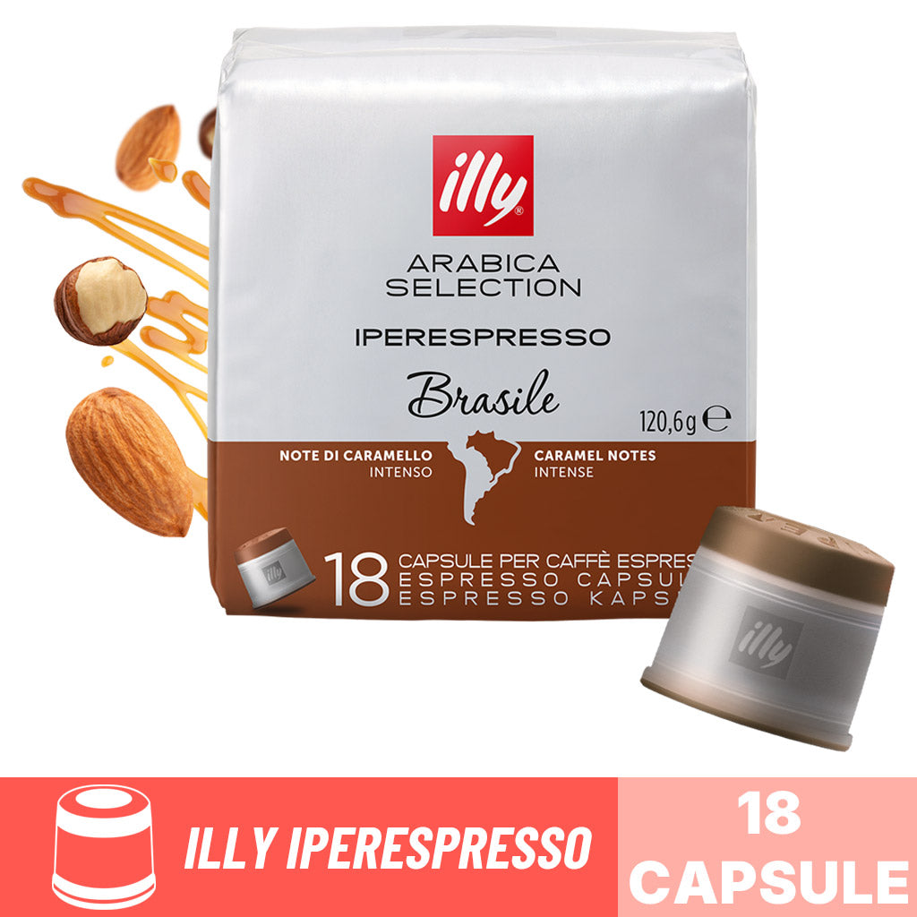 Capsule caffè Illy Iperespresso Arabica Selection Brasile: confezione da 18 capsule con note di caramello