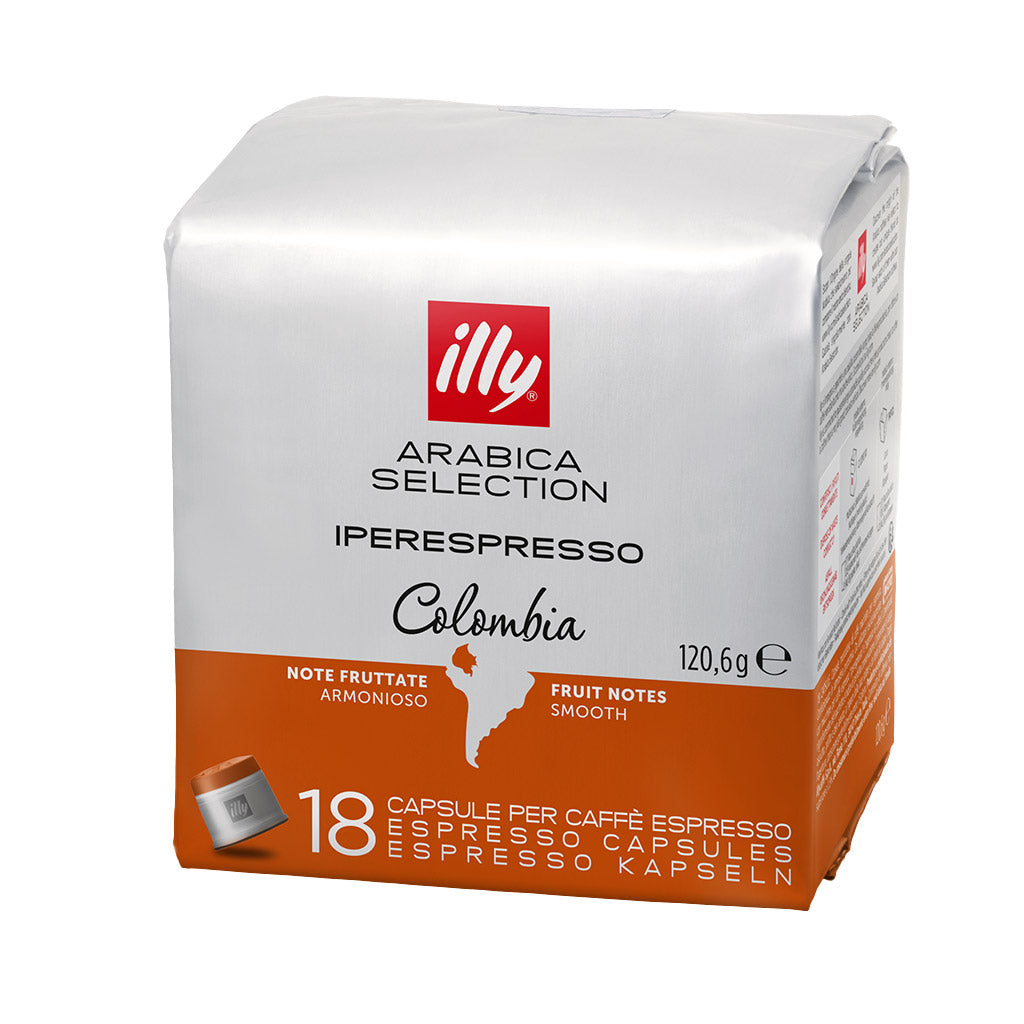 Confezione da 18 capsule per caffè espresso Illy Iperespresso Arabica Selection Colombia con note fruttate.