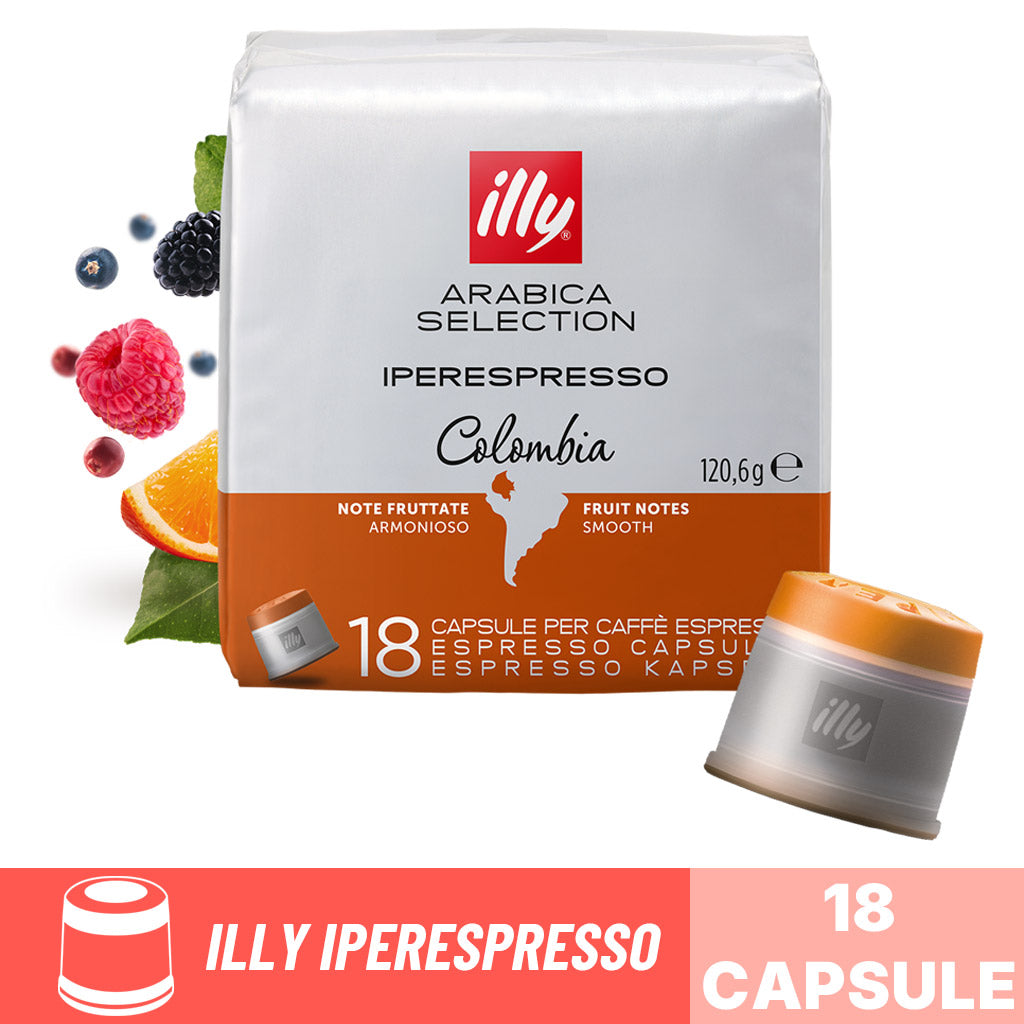 Capsule caffè Illy Iperespresso Arabica Selection Colombia: confezione da 18 capsule con note fruttate