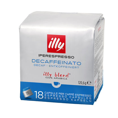 Confezione da 18 capsule per caffè espresso Illy Iperespresso Decaffeinato 100% Arabica.