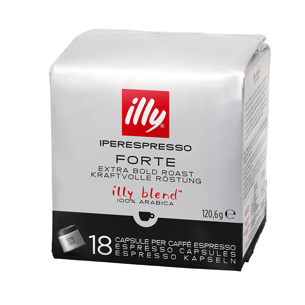 Confezione da 18 capsule per caffè espresso Illy Iperespresso Forte Extra Bold Roast 100% Arabica.