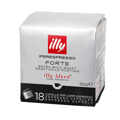 Confezione da 18 capsule per caffè espresso Illy Iperespresso Forte Extra Bold Roast 100% Arabica.