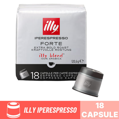 Capsule caffè Illy Iperespresso Forte: confezione da 18 capsule originali 100% Arabica tostatura forte