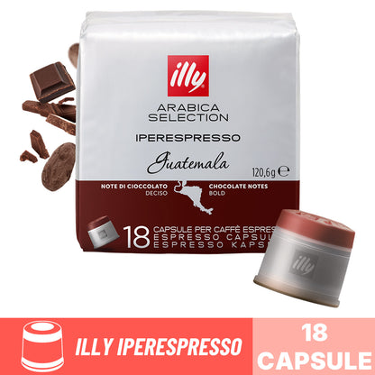 Capsule caffè Illy Iperespresso Arabica Selection Guatemala: confezione da 18 capsule con note di cioccolato