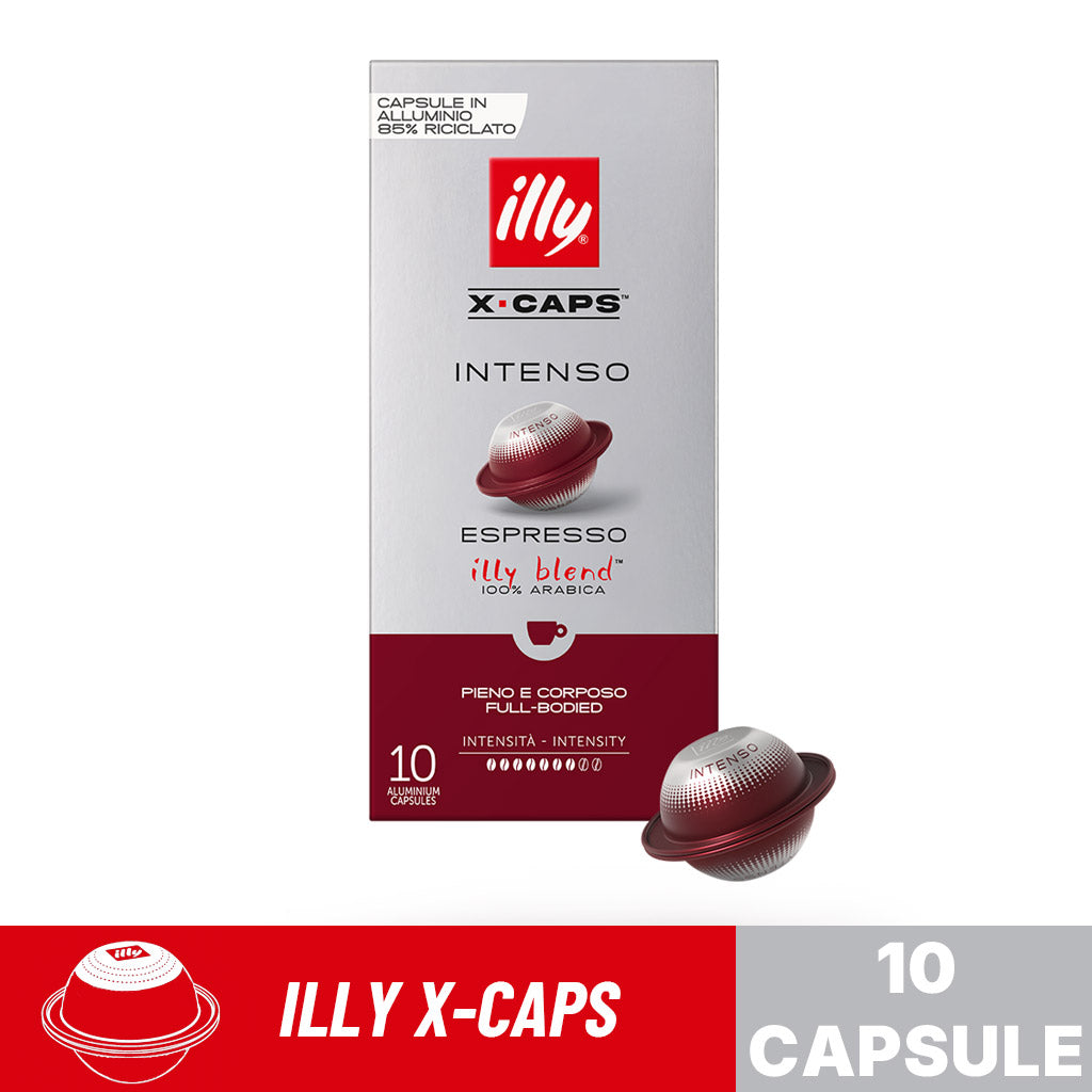 frontale confezione con capsula illy intenso x-caps 10 capsule alluminio