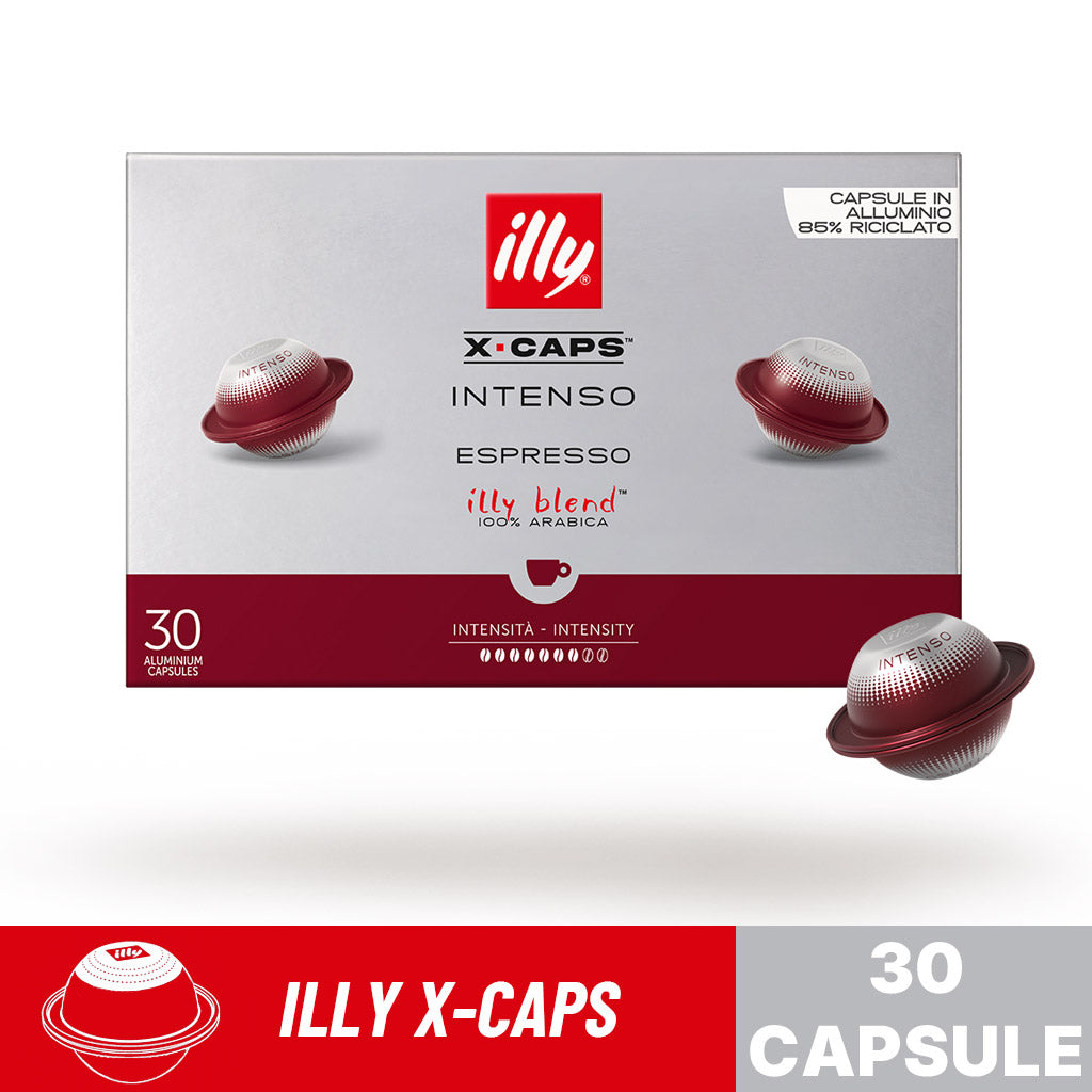 frontale confezione con capsula illy intenso x-caps 30 capsule alluminio