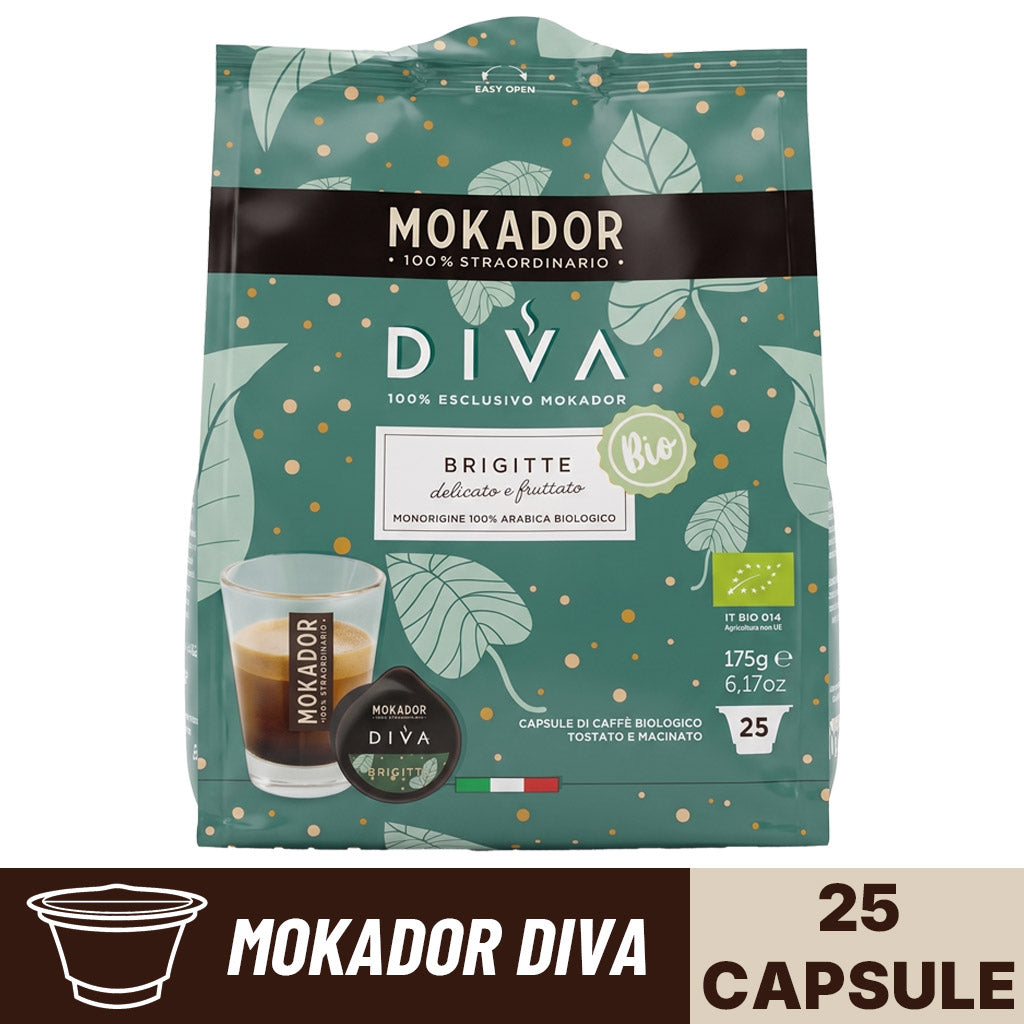 Confezione singola da 25 capsule Mokador Diva brigitte 100% arabica
