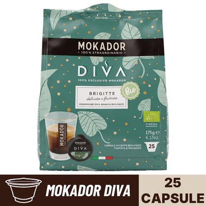 Confezione singola da 25 capsule Mokador Diva brigitte 100% arabica