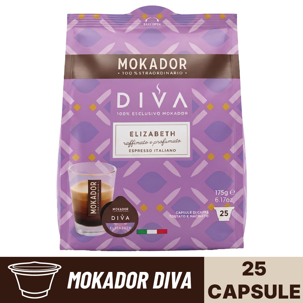 Confezione singola da 25 capsule Mokador Diva elizabeth