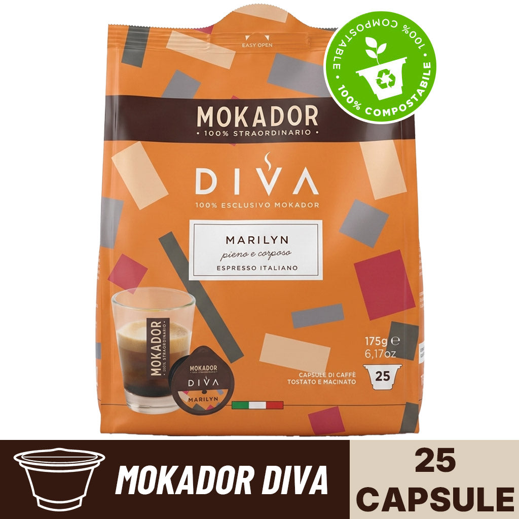 Confezione singola da 25 capsule Mokador Diva marilyn compostabile