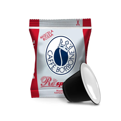 Bustina e capsula Caffè Borbone Miscela Rossa linea Respresso compatibile macchine Nespresso.