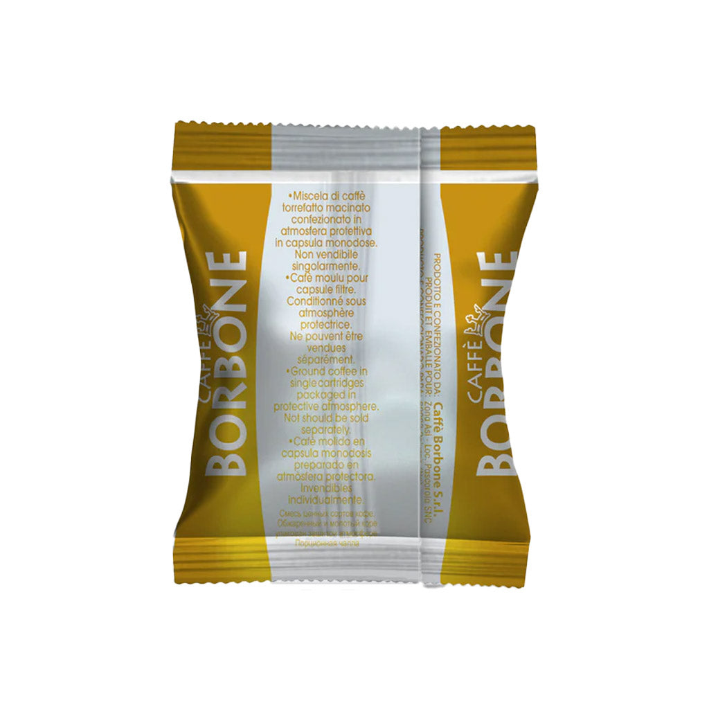 Retro bustina monodose protettiva capsula Caffè Borbone Miscela Oro compatibile Nespresso.