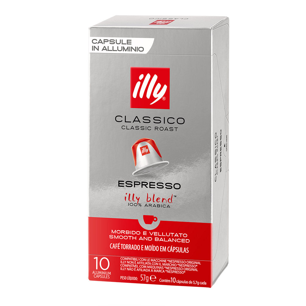 Astuccio da 10 capsule in alluminio compatibili Nespresso Caffè Illy Classico Classic Roast.