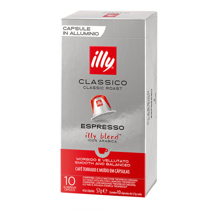 Astuccio da 10 capsule in alluminio compatibili Nespresso Caffè Illy Classico Classic Roast.
