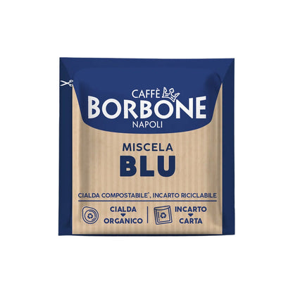 Bustina monodose cialda ESE 44 mm Caffè Borbone Miscela Blu con incarto riciclabile in carta