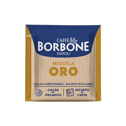 Bustina monodose cialda ESE 44 mm Caffè Borbone Miscela Oro con incarto riciclabile in carta