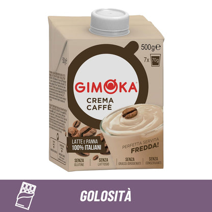 Crema caffè fredda Gimoka da 500g: dessert al caffè pronto da gustare con latte e panna 100% italiani.