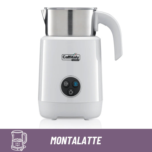 Montalatte elettrico Caffitaly Latte Art bianco: cappuccinatore con bricco in acciaio inox e 3 funzioni