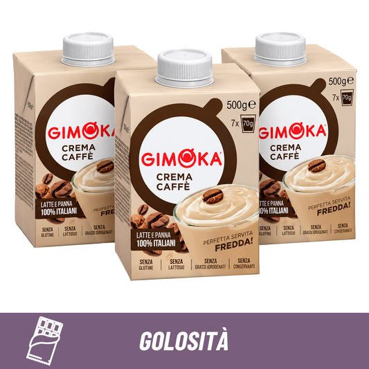 Offerta bundle crema caffè fredda Gimoka: confezione scorta da 3 brik da 500g per un dessert fresco al caffè.